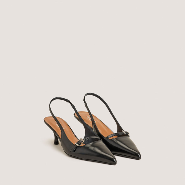 Escarpins à bouts pointusen cuir glacé noir | DAMOISELLE