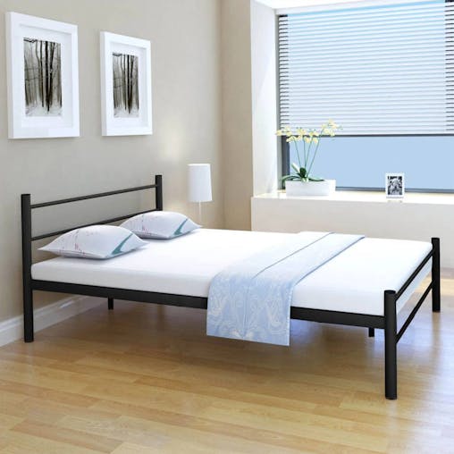 NNEVL Bed Frame Black Metal Double Size