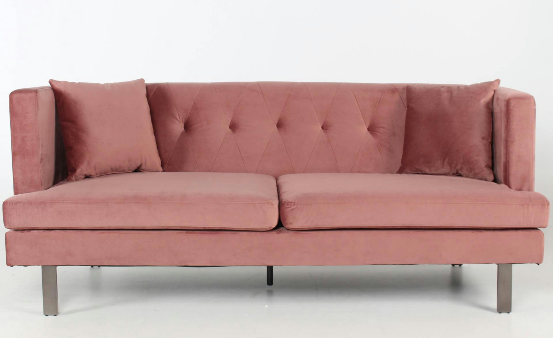 VINCENNES - Canapé 3 places velours rose
