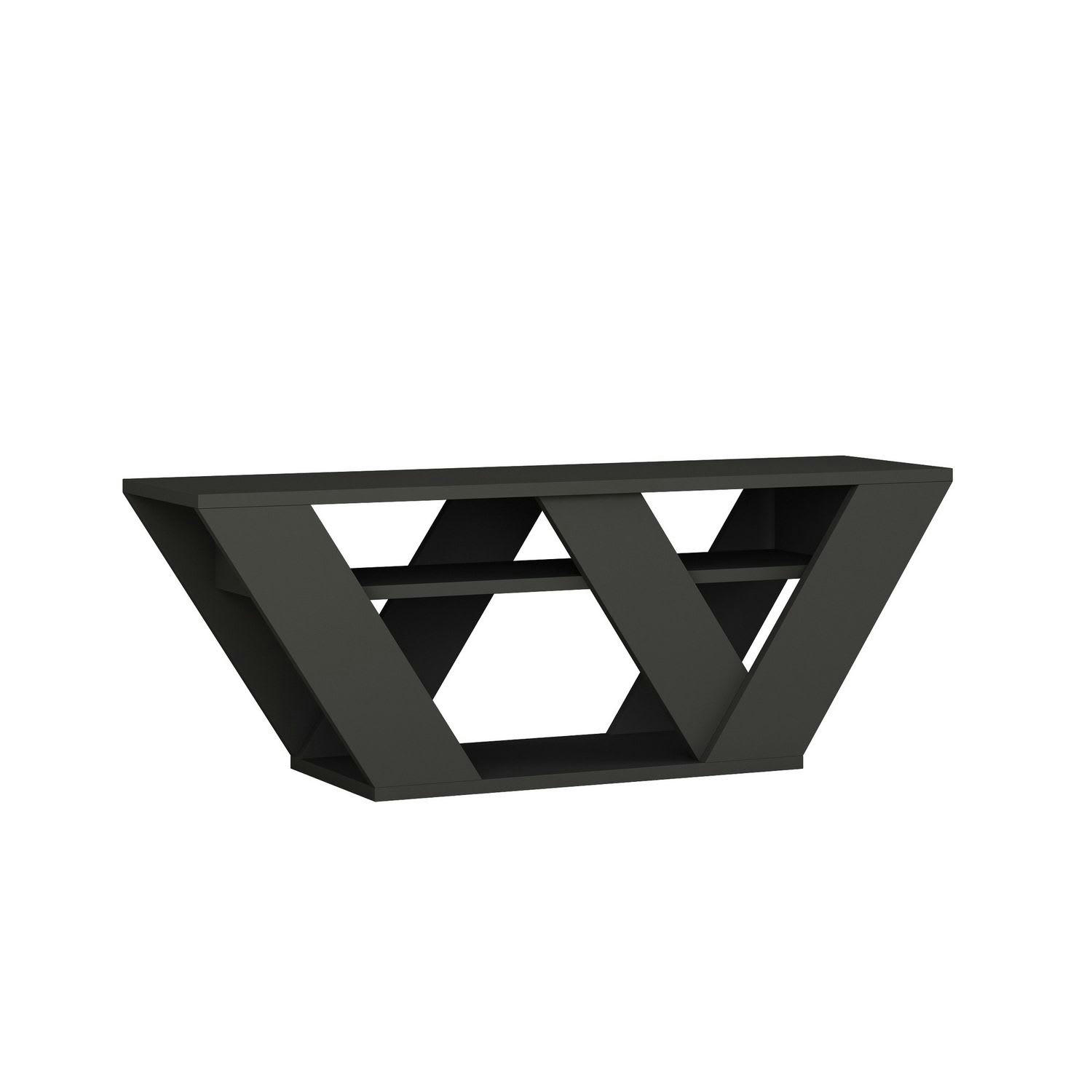 PRIPRALLA - Meuble TV design L. 110 x H. 40 cm gris anthracite