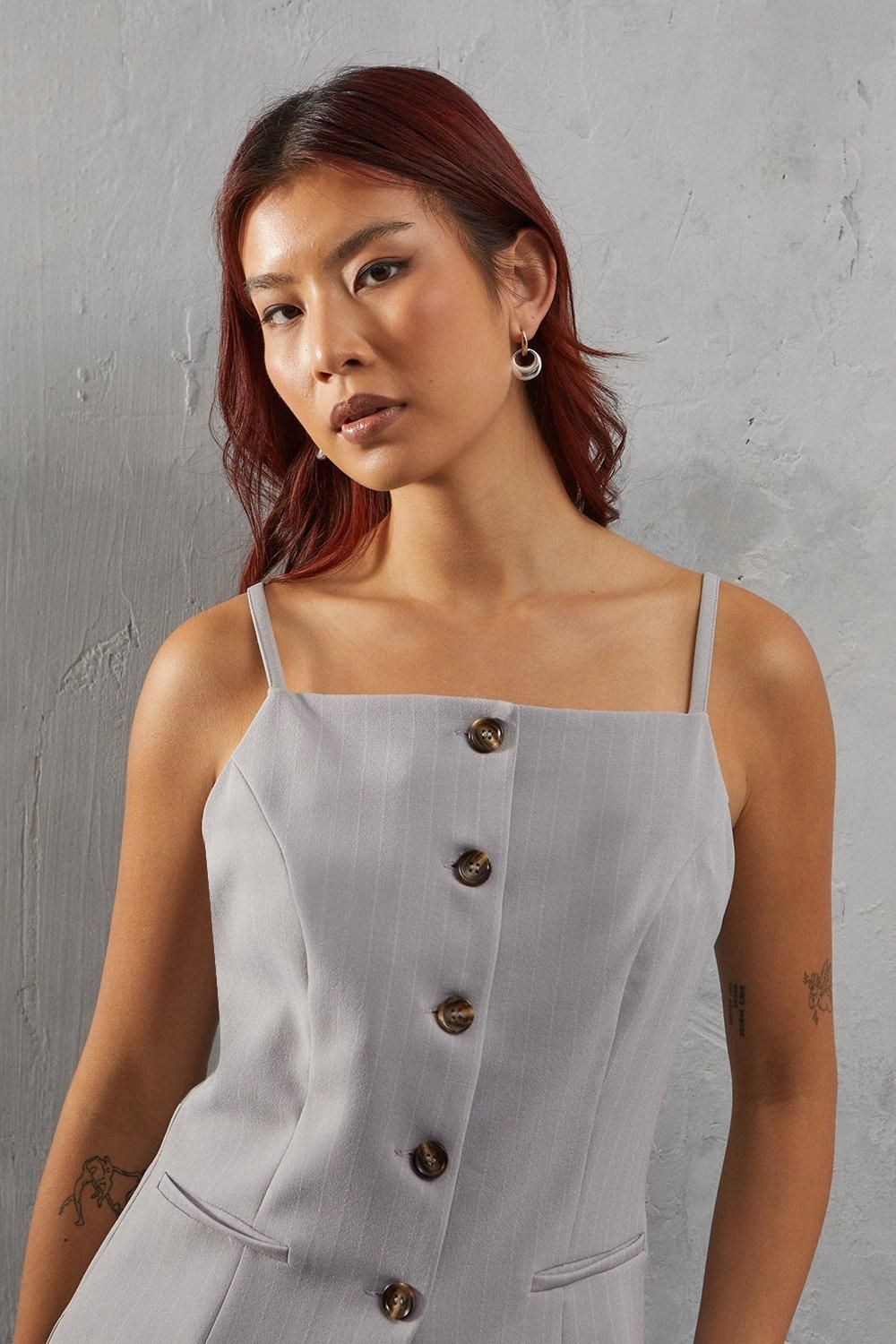 Warehouse Premium Pinstripe Strappy Waistcoat