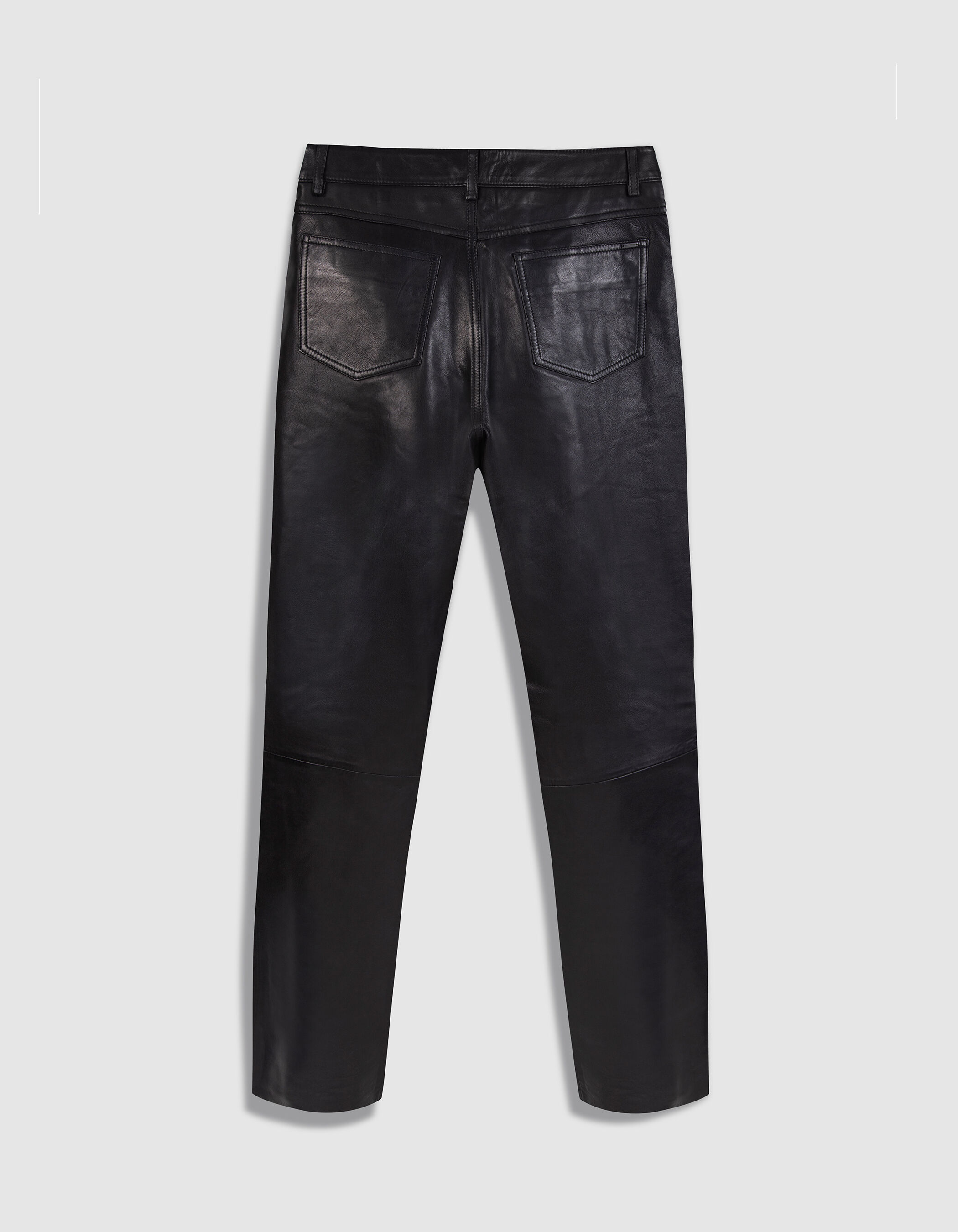 Pantalon en cuir noir coupe jean Femme