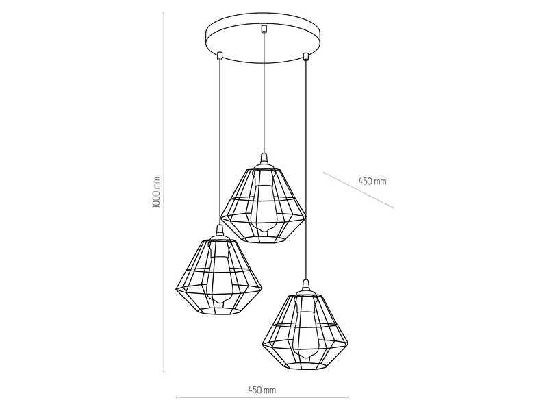 Lampa wisząca Diamond New 3-punktowa metalowa biała