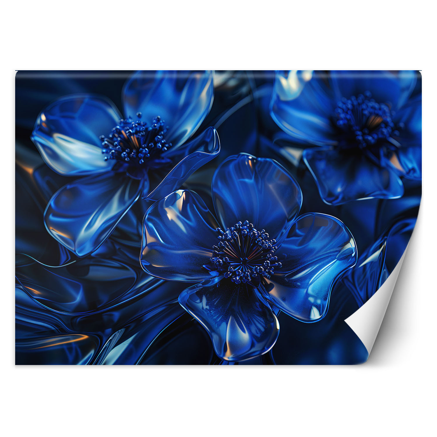 Feeby Fototapeta, Niebieskie szklane kwiaty makro 3D 150x105