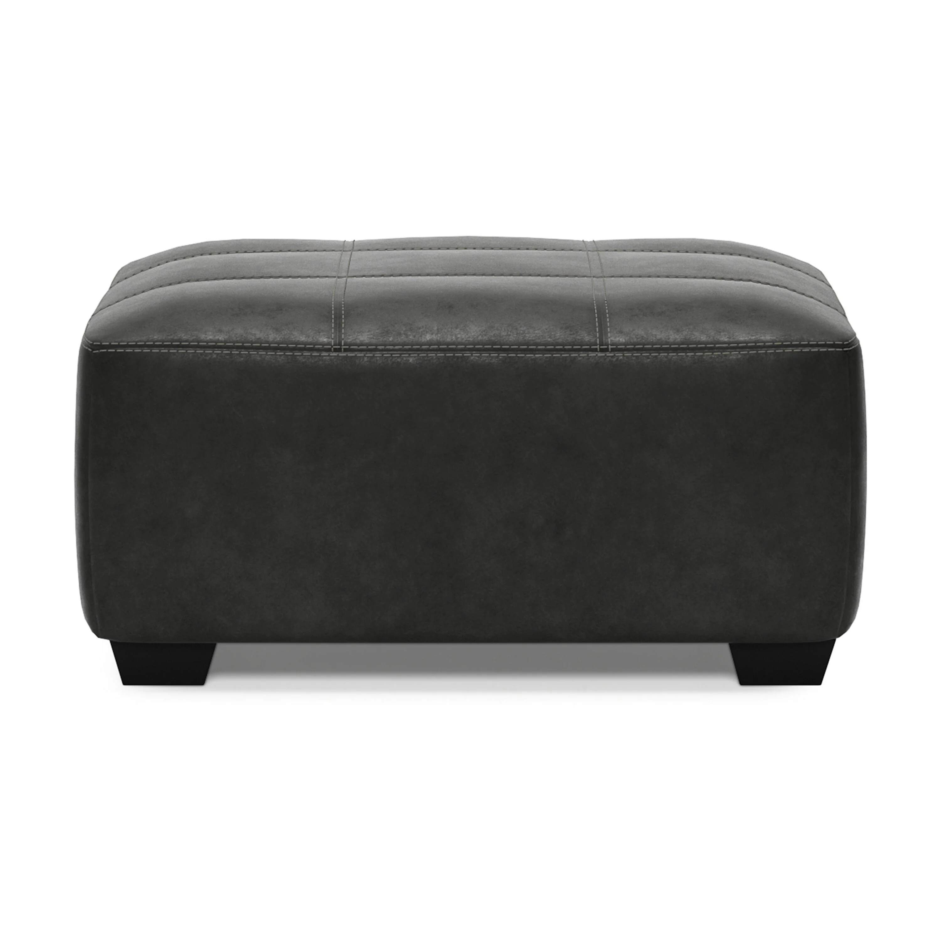 Yoko Oversized Ottoman 39x39, Gray Windowpane Stitch Faux Leather