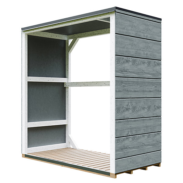 Abri à bûches extérieur 1,14 m² - 75 x 153 x H159 cm - M980-1-CAVERN STEEL - Timbela