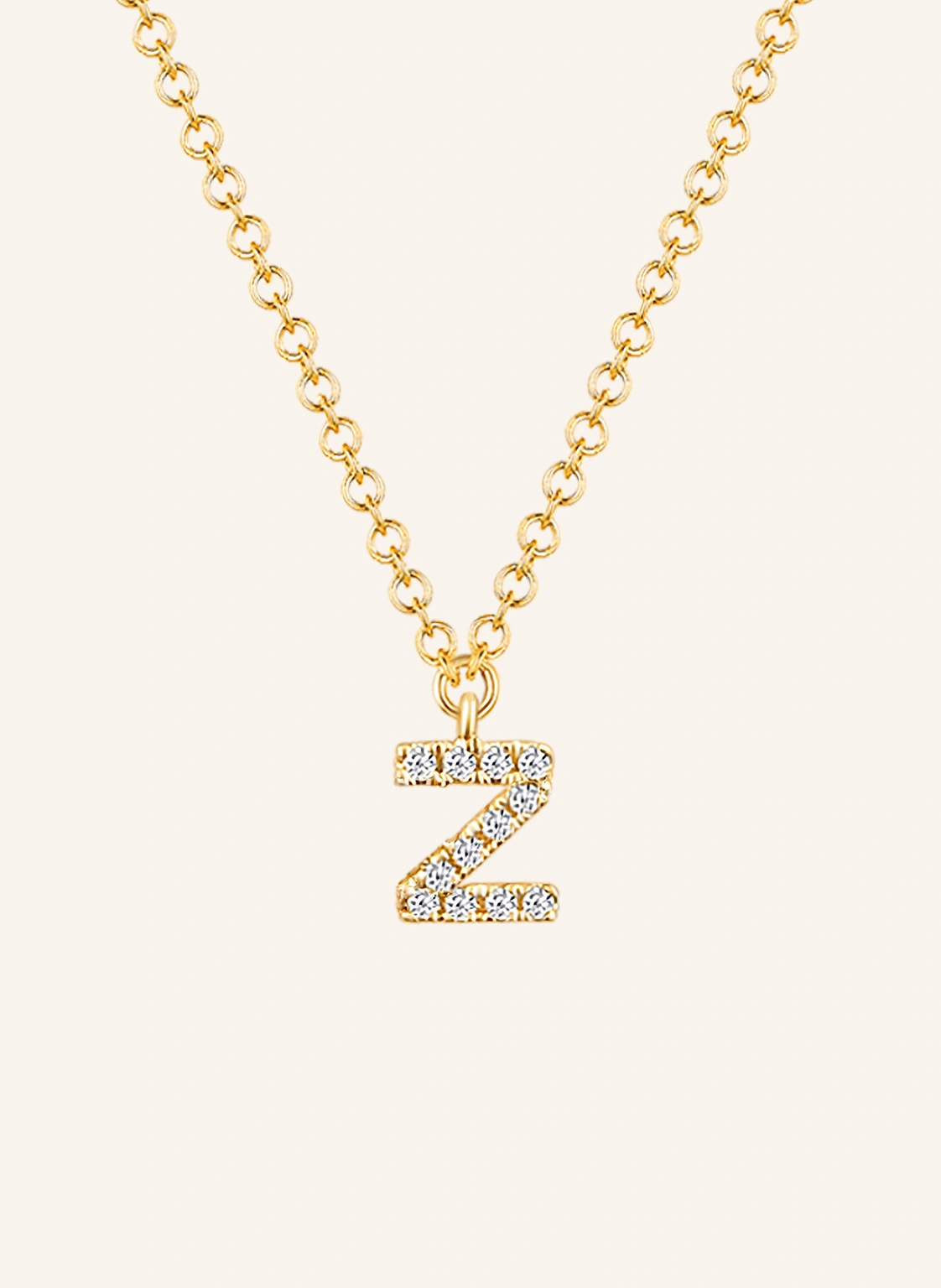 Leaf INITIALIEN Halskette „Z“ aus 14 Karat Gelbgold mit Diamanten