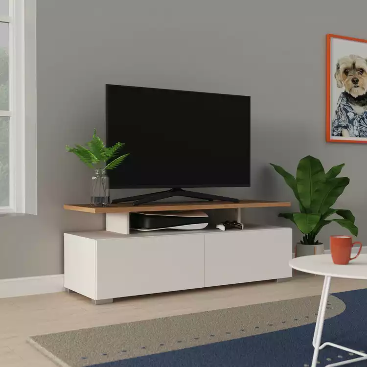Habitat Floating Top TV Unit - White and Oak