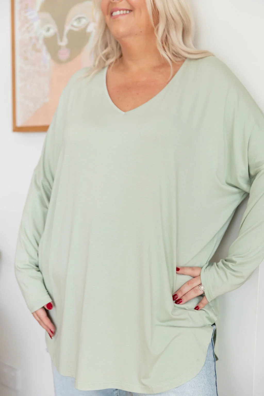 Jasper Jersey Top in Sage
