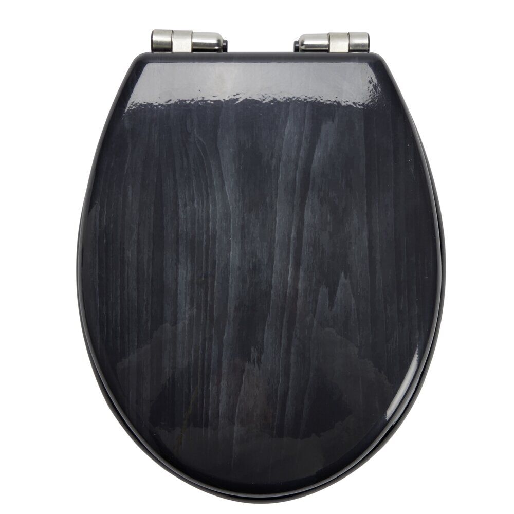 Abattant WC en bois noir déclipsable et frein de chute taille universelle