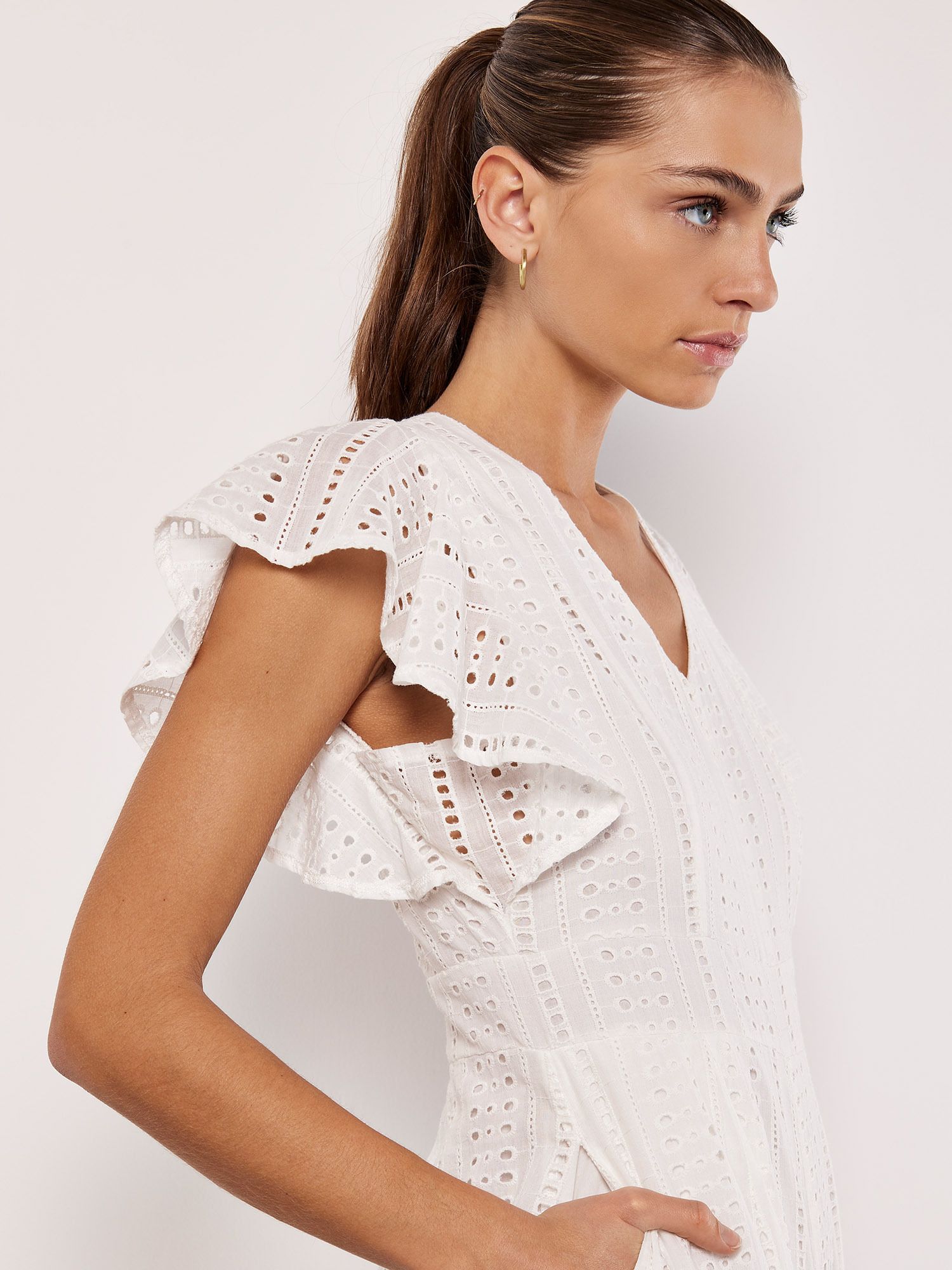 Apricot Broderie Anglaise Cropped Jumpsuit