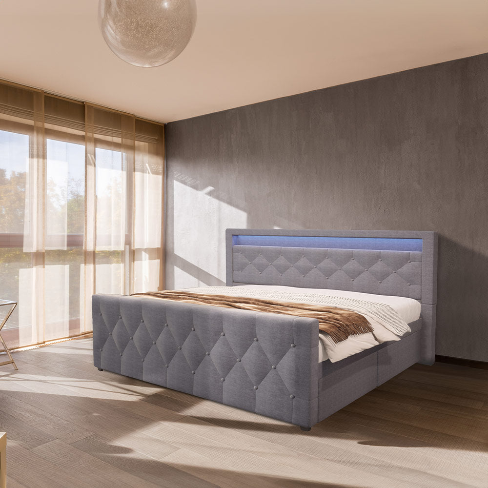 Home Deluxe Gestoffeerd Bed VELARA Donkergrijs