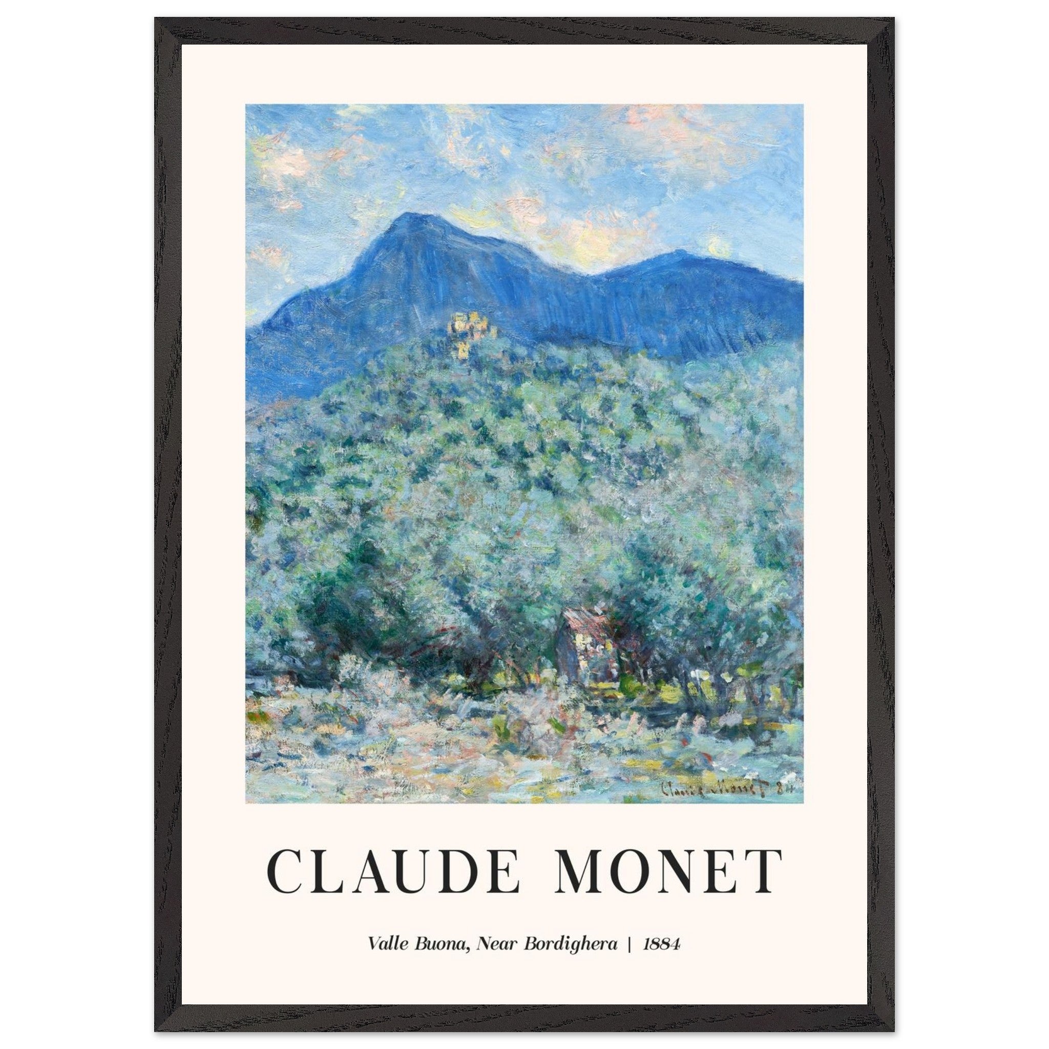 Artfulprints Poster met Lijst Claude Monet - Valle Buona, near Bordighera  - 50x70 cm - Blauw