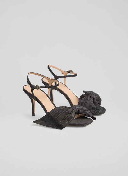 Roline Black Bow Heel Sandals