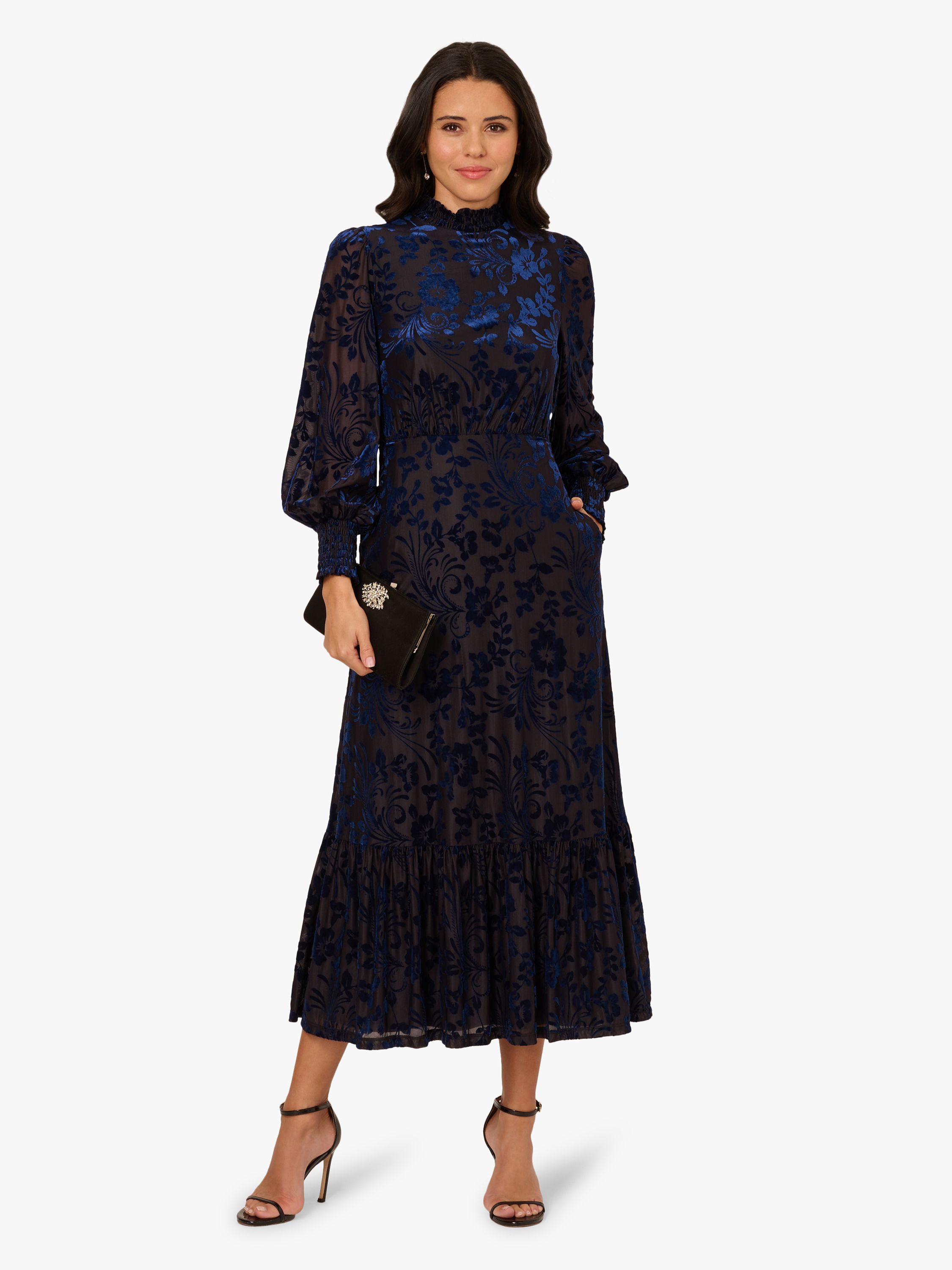 Adrianna Papell Burnout Velvet Long Dress