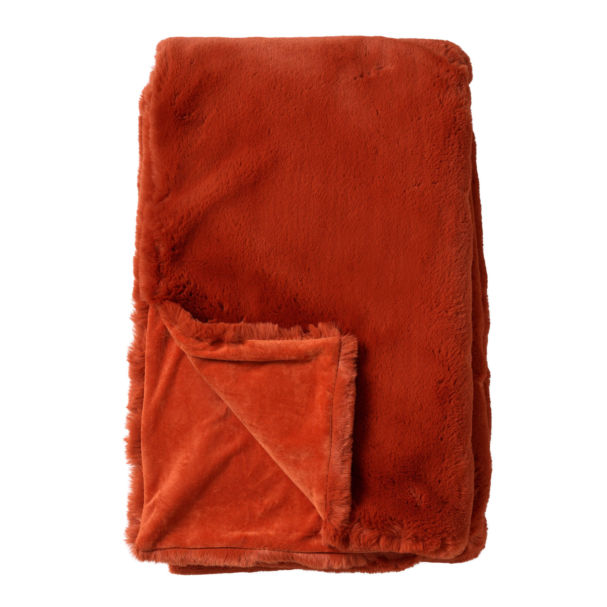 ZINZI - plaid 140x180 cm - bontlook - effen kleur - Potters Clay - oranje