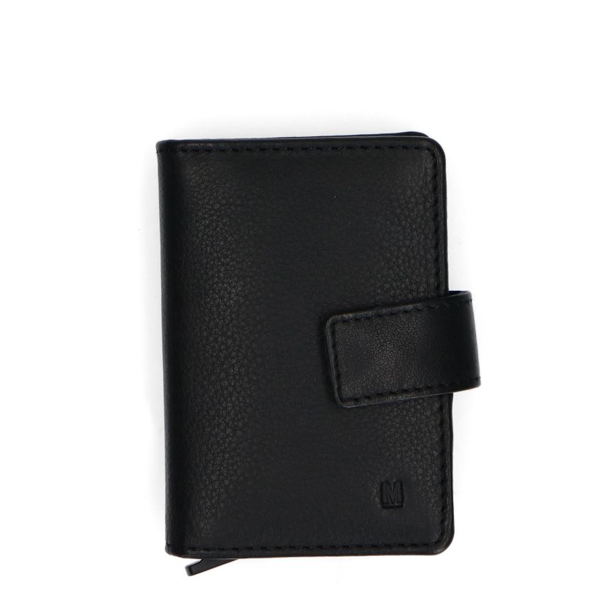 Manfield Zwart leren pasjeshouder