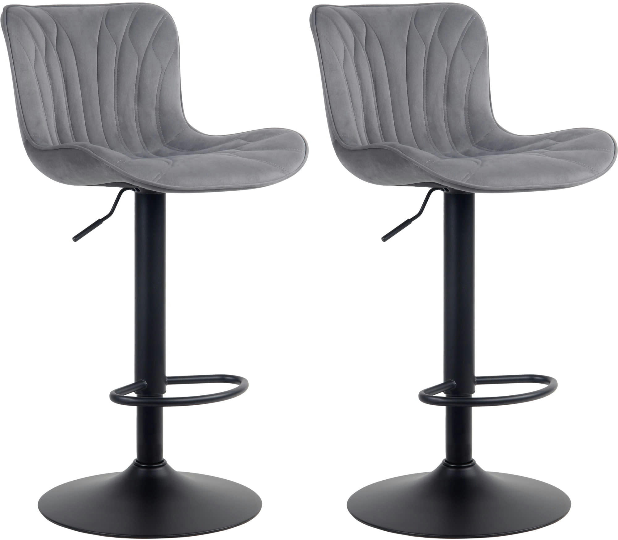 LINUS - Lot de 2 tabourets de bar ajustables en velours Gris foncé