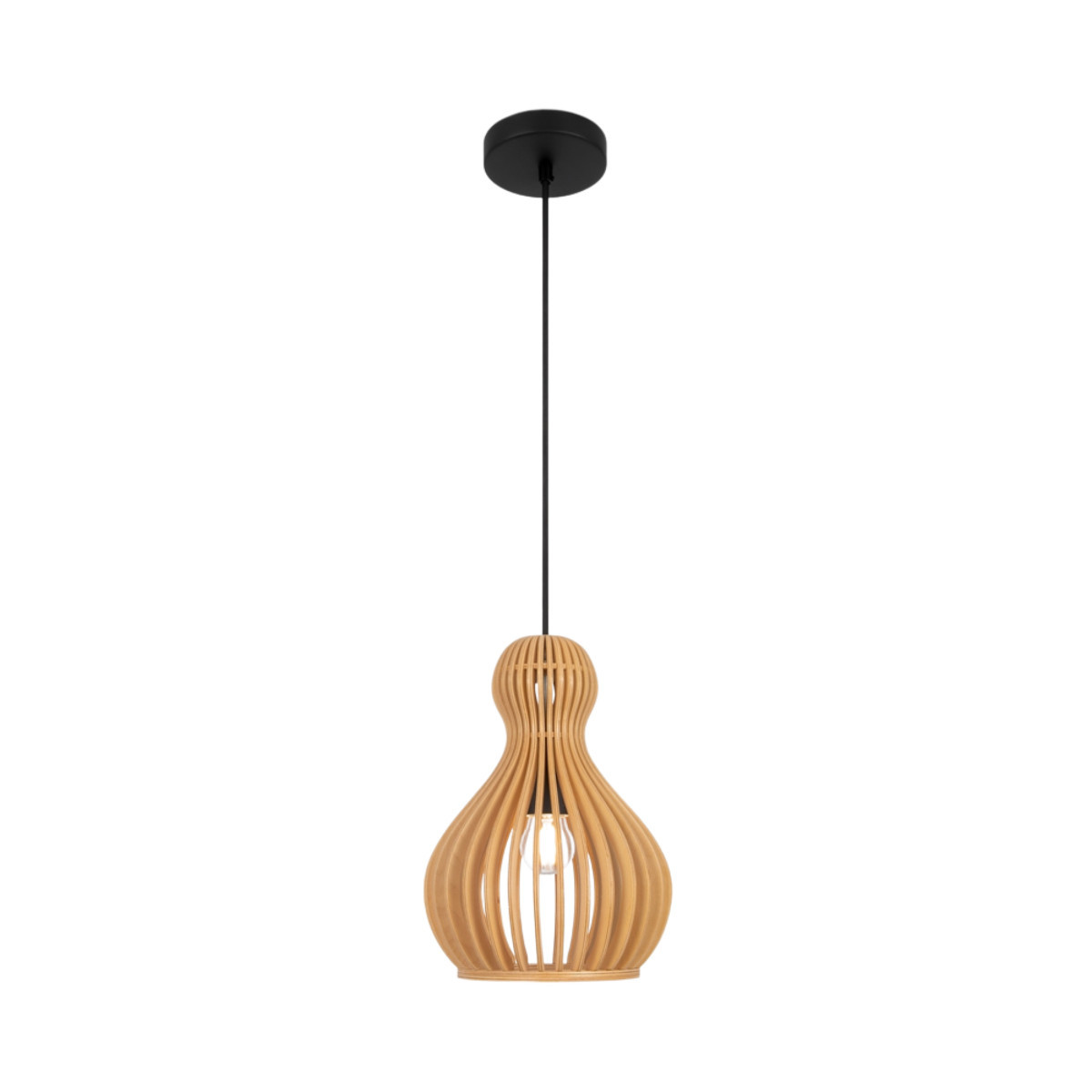 Lampa wisząca czarna-jasne drewno Roots 1xE27x40W Maytoni