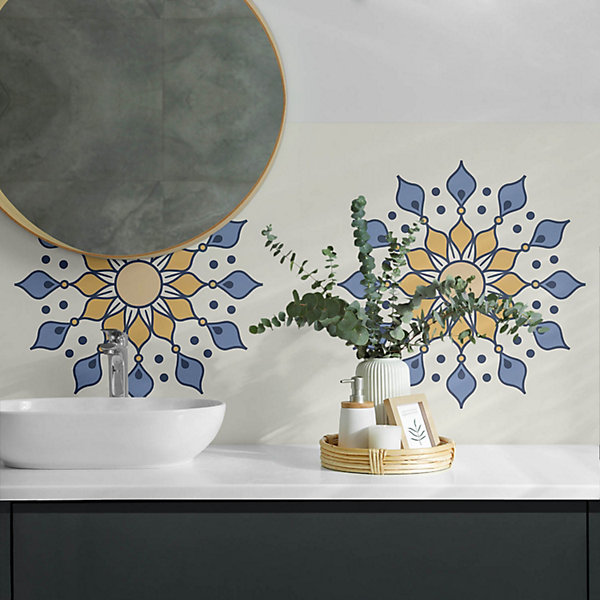 Panneau Mural PVC Wallfluent 120x60 cm Motif Folklorique À Fleurs 1 pièce