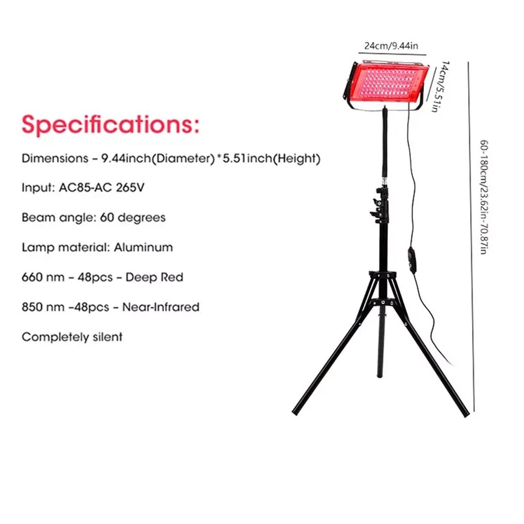 SPETLEK 660nm 850nm Red Light Therapy Panel Full Body Infrared Lamp with Stand