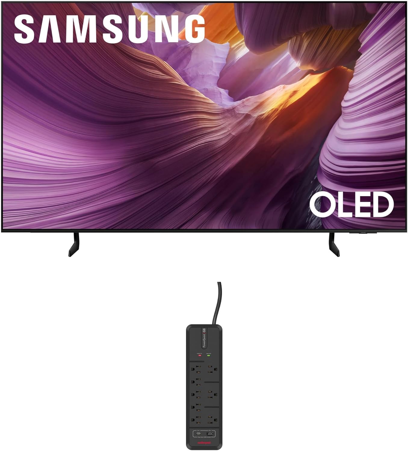 Samsung QN65S85FAFXZA 65 Inch OLED HDR 4K Smart TV with an AudioQuest G8 8-Outlet USB-A/USB-C AC Power Surge Protector (2025)