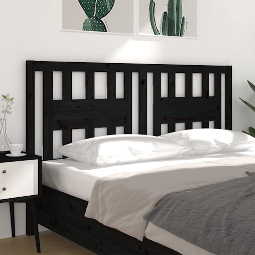 NNEVL Headboard Black 141x4x100 cm Solid Wood Pine