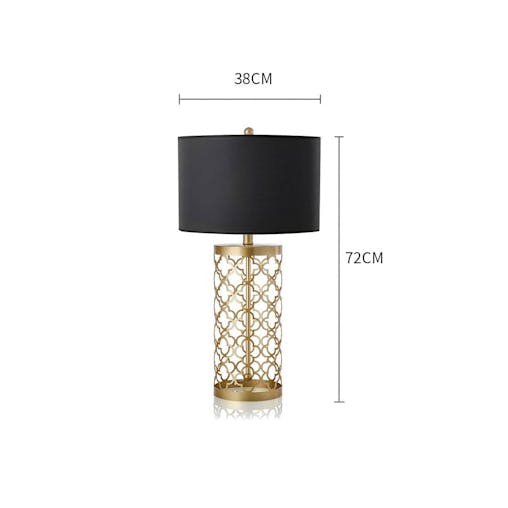 SOGA 2X Golden Hollowed Out Base Table Lamp with Dark Shade