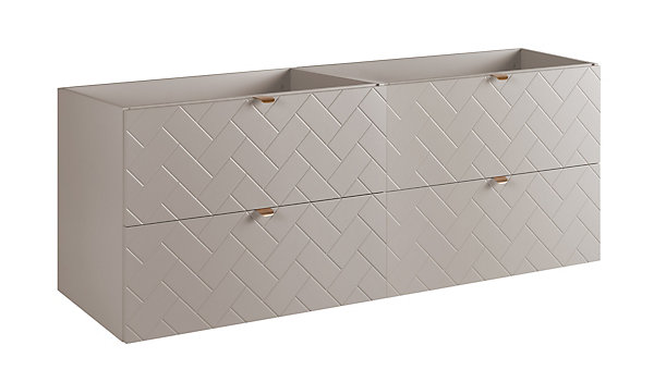 Meuble de salle de bain, Cachemire, 160 x 57 x 46 cm, poignées dorées