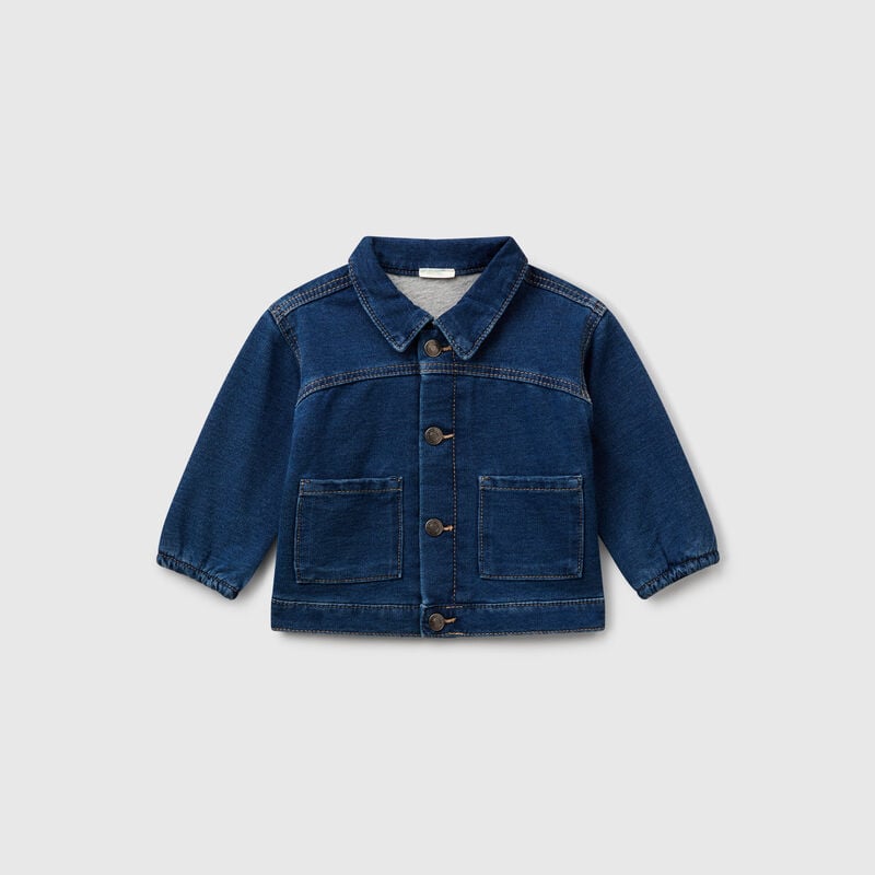 Denim effect fleece jacket