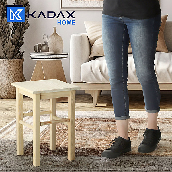 KADAX Tabouret de cuisine en bois massif naturel 43,5 cm