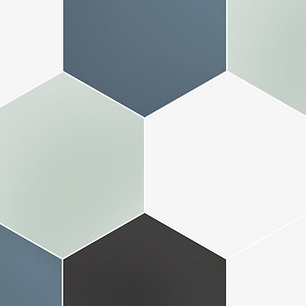 Crédence pour salle de bain en PVC style carreaux de ciment bleu 140x30 cm (en 2 bandeaux)