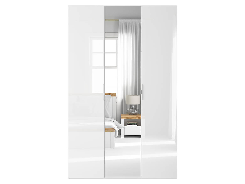 Szafa modułowa Flex 150 cm z drzwiami i lustrem biały połysk