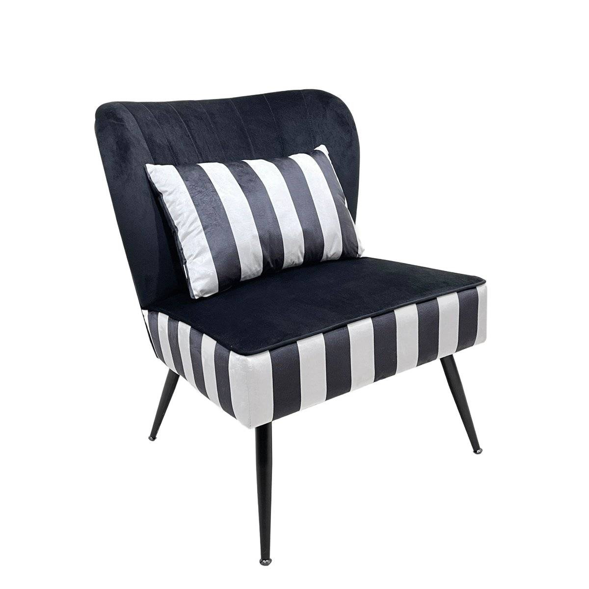 Fotel ELOYA w biało-czarne pasy 71x75,5x86 cm HOMLA