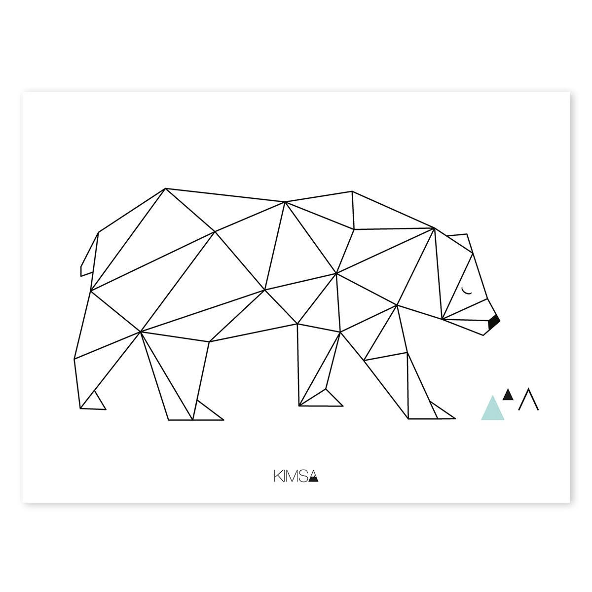 ORIGAMI - Affiche ours en Papier Noir