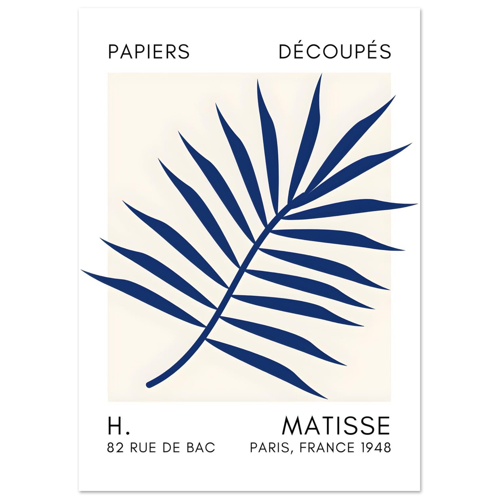 Artfulprints Poster Matisse – Floral reef navy blue II  - A4 21x29.7 cm - Blauw