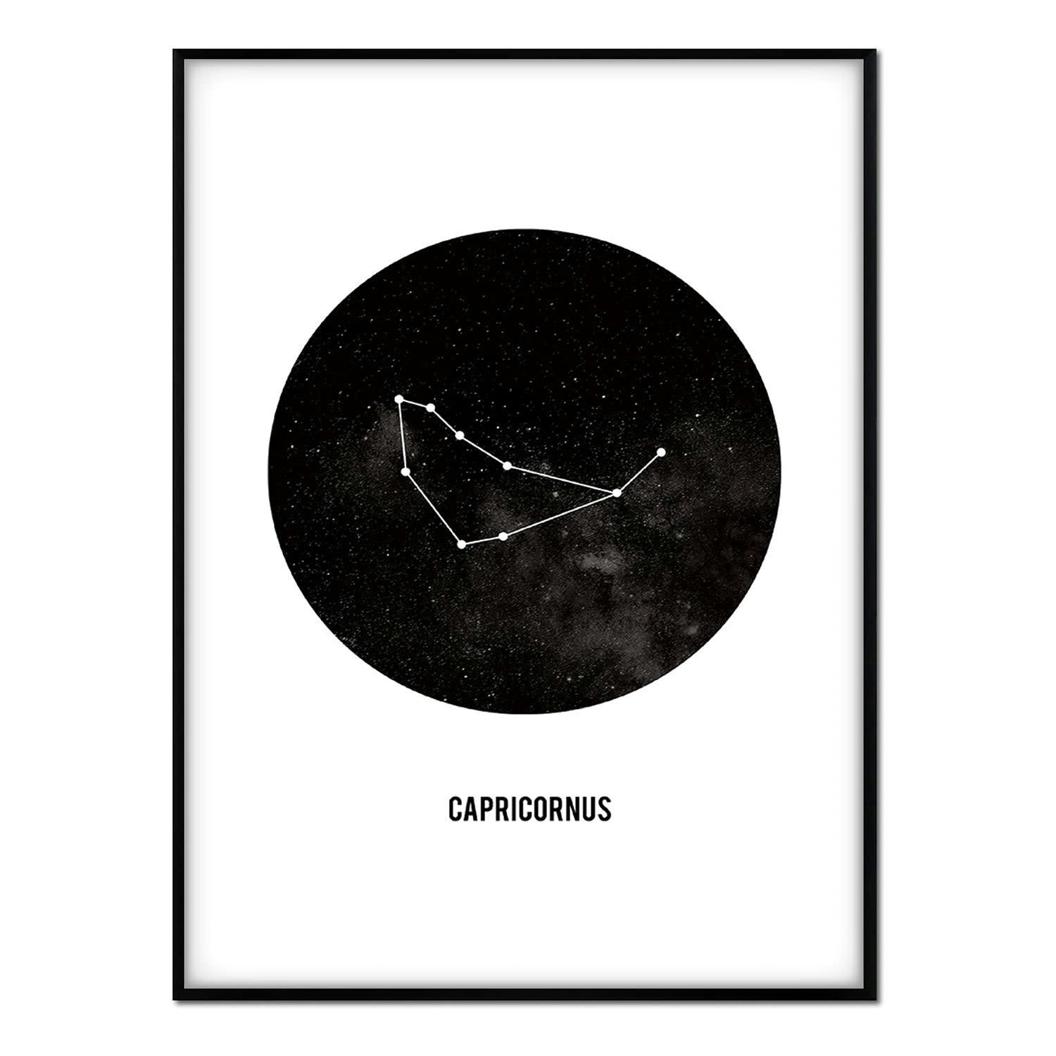TEXTO - Affiche avec cadre noir - Capricorne - 50x70