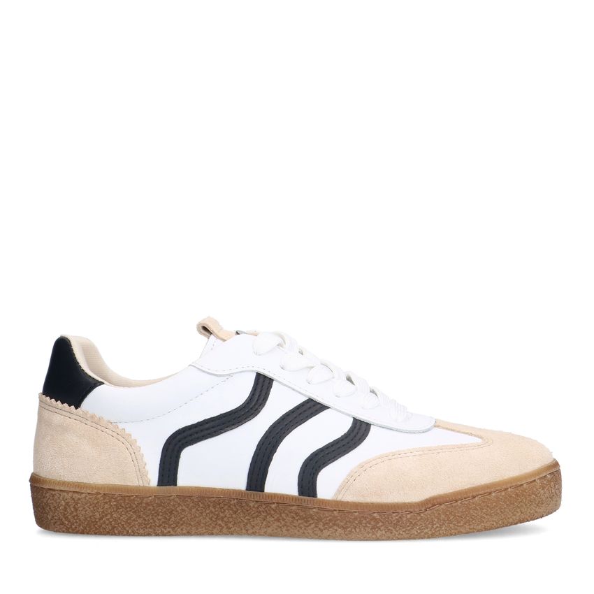 No Stress Witte leren sneakers met zwarte details