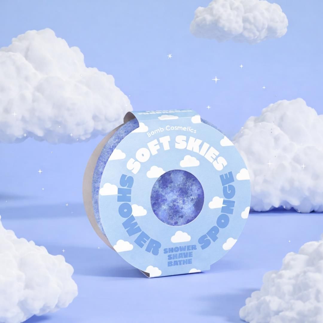 Bomb Cosmetics Exfoliating Soap Filled Body Buffer Sponge Soft Skies