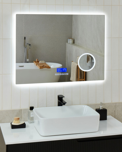 Lustro wiszące ścienne LED 60x80 srebrne