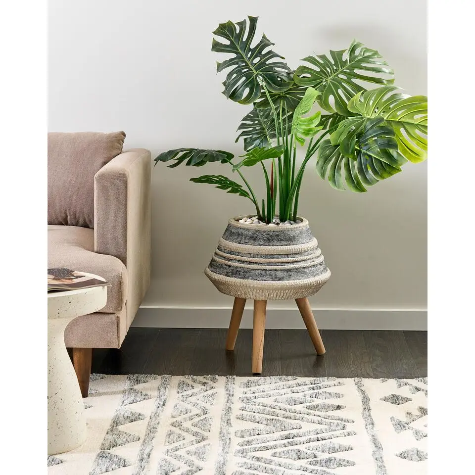 ATHAEA - Bloempot - Beige/Grijs - Magnesium