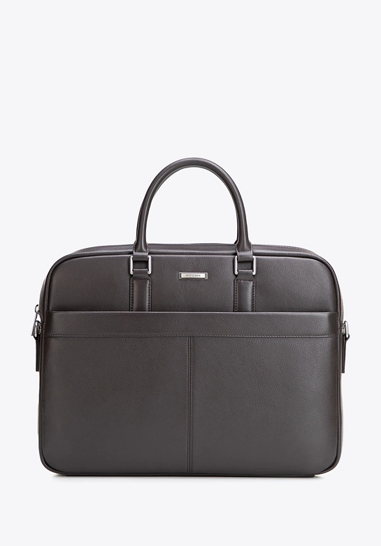 Męska torba na laptopa 15,6” z naturalnej skóry ciemny brąz