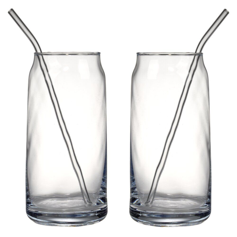 Gobelet et paille en verre transparent 45cl x2