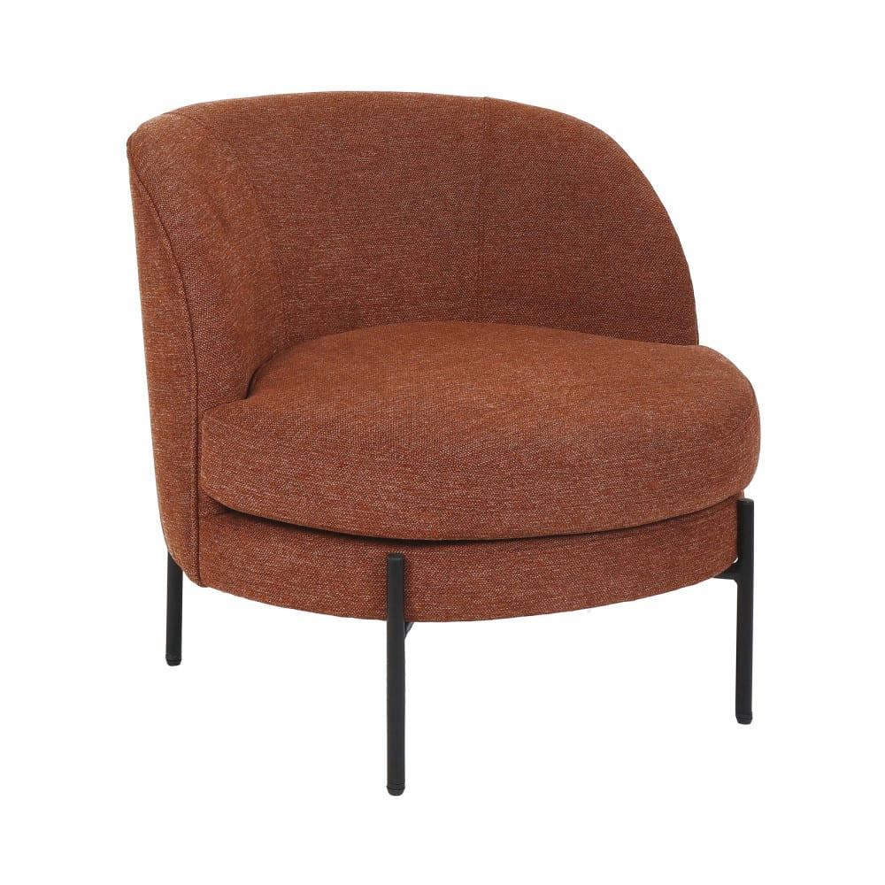 MILES - Fauteuil en tissu et métal rouge brique