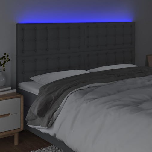 NNEVL LED Headboard Dark Grey 160x5x118/128 cm Fabric