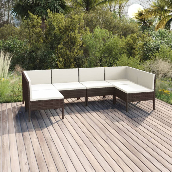 Zestaw wypoczynkowy do ogrodu Brąz Technorattan 2x narożna   4x sofa