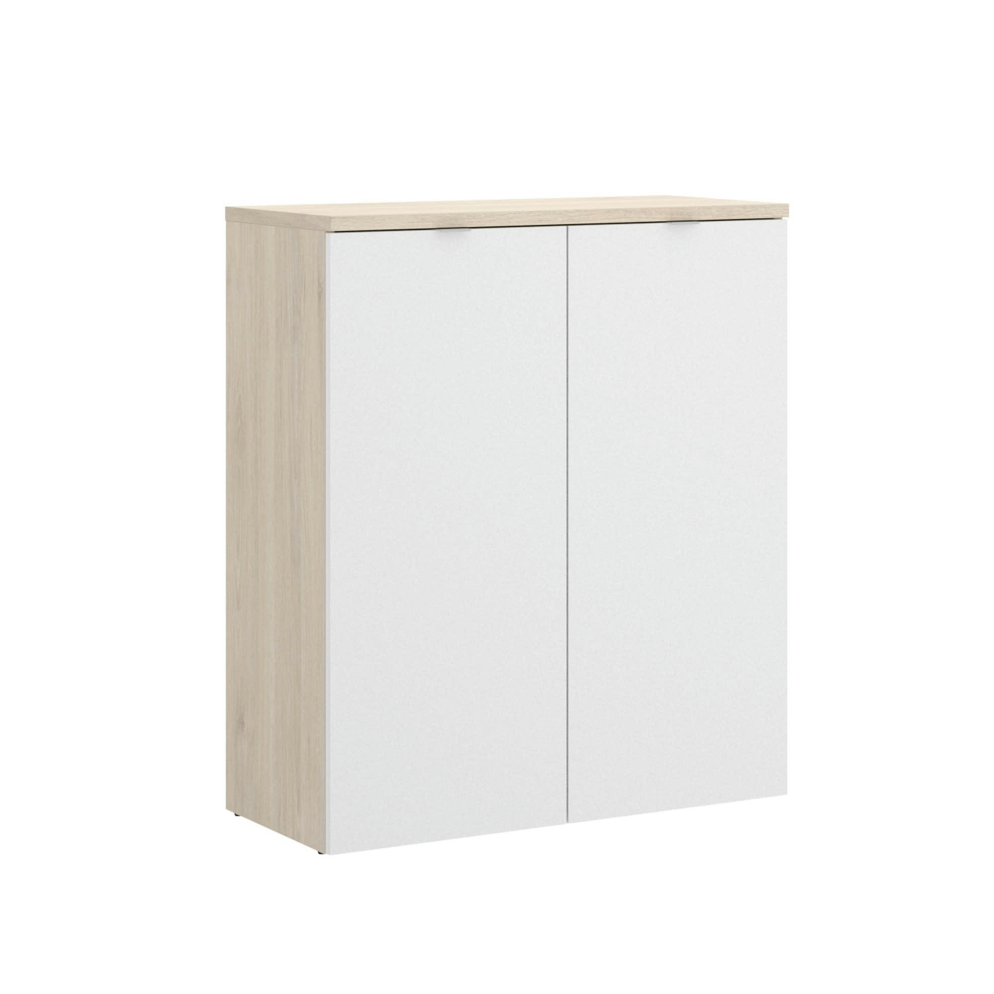 GAVIOLA - Armoire polyvalente effet bois blanche et chêne