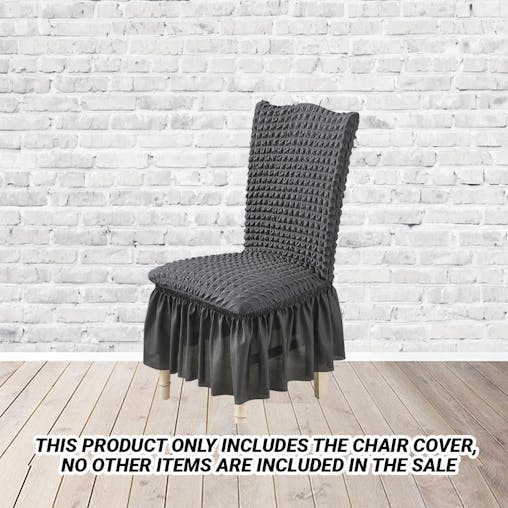 SOGA Dark Grey Chair Cover Seat Protector with Ruffle Skirt Stretch Slipcover Wedding Party Home Decor