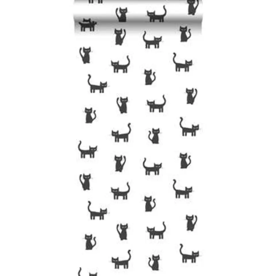 ESTAhome behang - katjes - zwart en wit - 53 cm x 10.05 m