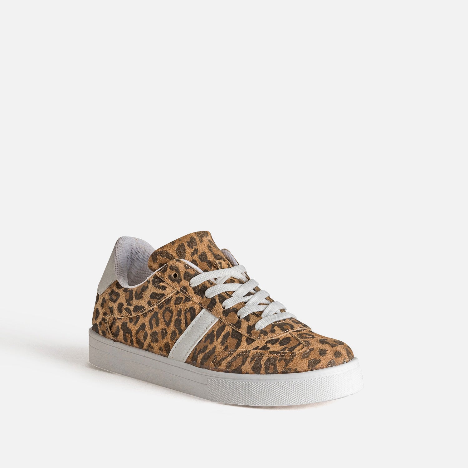 Tennis TEXTO camel cuir motif léopard